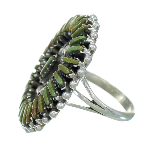 Southwest Turquoise Needlepoint Silver Ring Size 5-1/4 YX83841